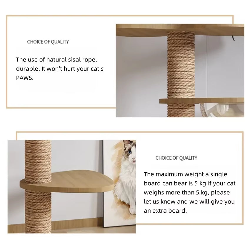 Adjustable Cat Tree House Cat Tower Floor to Ceiling Cats Multi-Level Condo with Scratching Post Hammock Pet Cat Pet Products