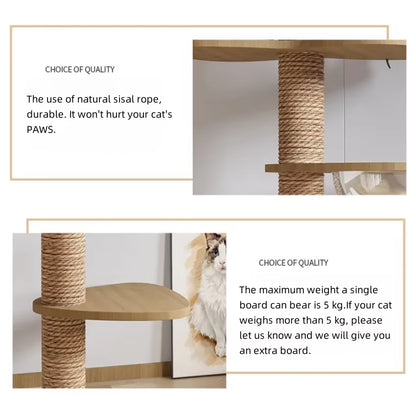 Adjustable Cat Tree House Cat Tower Floor to Ceiling Cats Multi-Level Condo with Scratching Post Hammock Pet Cat Pet Products
