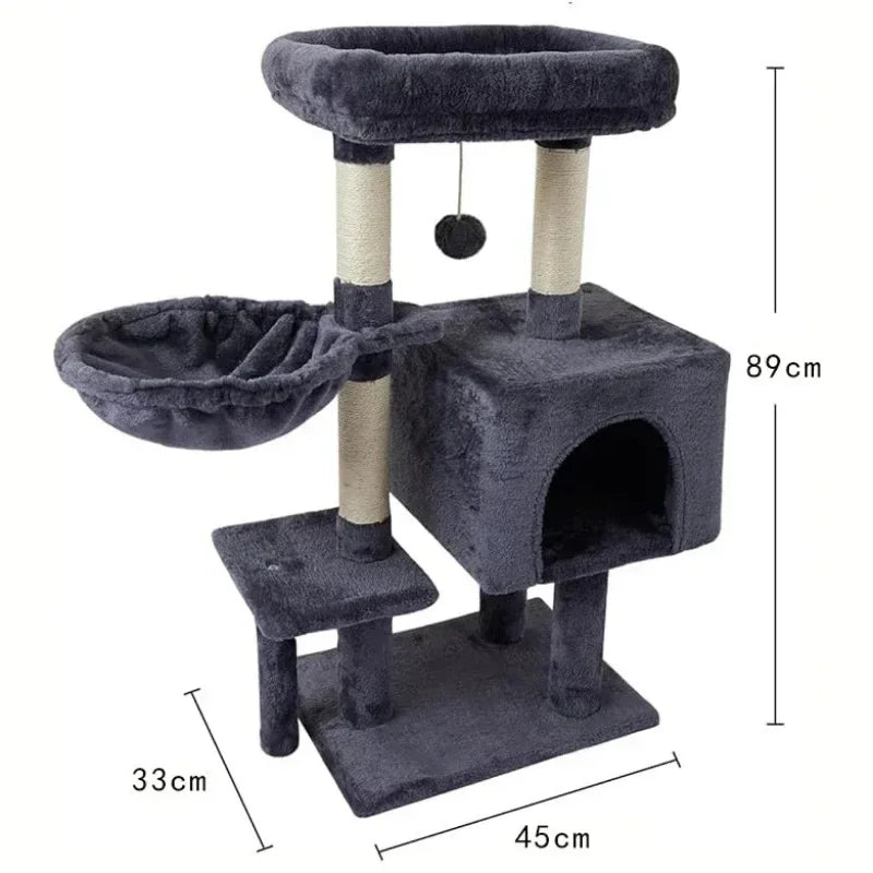 23.5In Cat Tree Tower with Sisal Scratching Posts Cozy Cat Condo House Activity Center for Kittens Sturdy Indoor