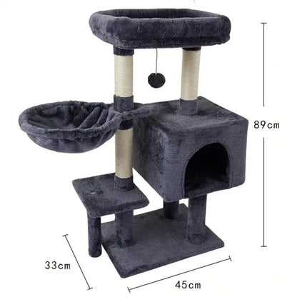 23.5In Cat Tree Tower with Sisal Scratching Posts Cozy Cat Condo House Activity Center for Kittens Sturdy Indoor