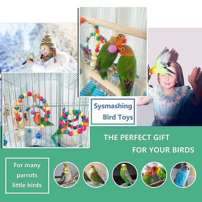 16 Packs Toy Set for Parrots Variety of Toys for Bird Cage Accessories Safe and Durable Bird Toys for Cockatiels Parakeets