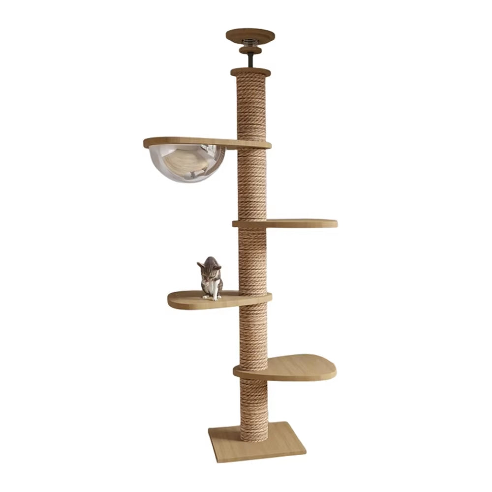 Adjustable Cat Tree House Cat Tower Floor to Ceiling Cats Multi-Level Condo with Scratching Post Hammock Pet Cat Pet Products